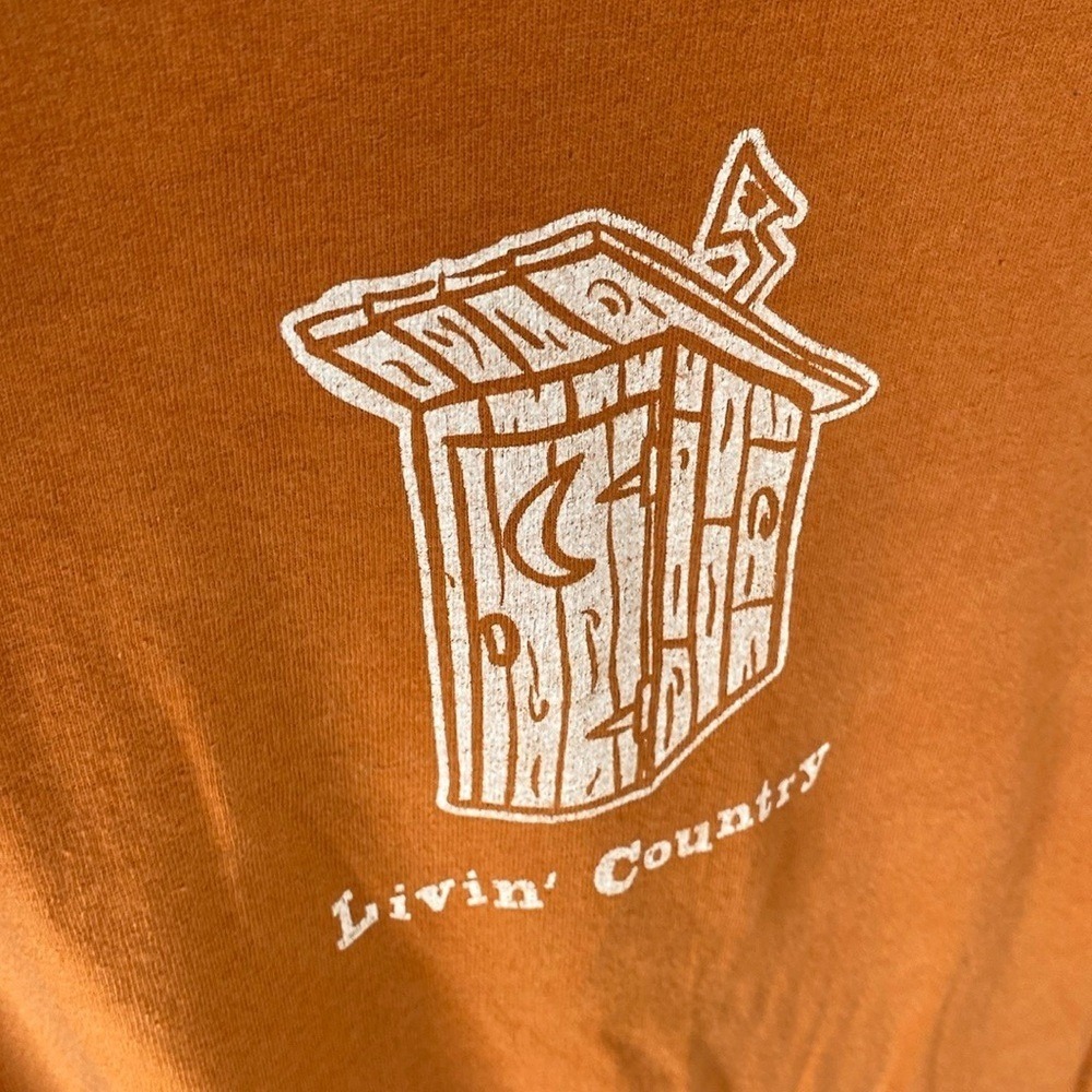 Funny humor western livin country outdoor outhouse Orange T-Shirt size 2XL - Picture 2 of 8